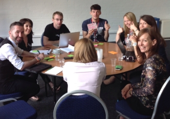 Photo of the members of the Challenge 3 team at the LocalGovCamp hack day